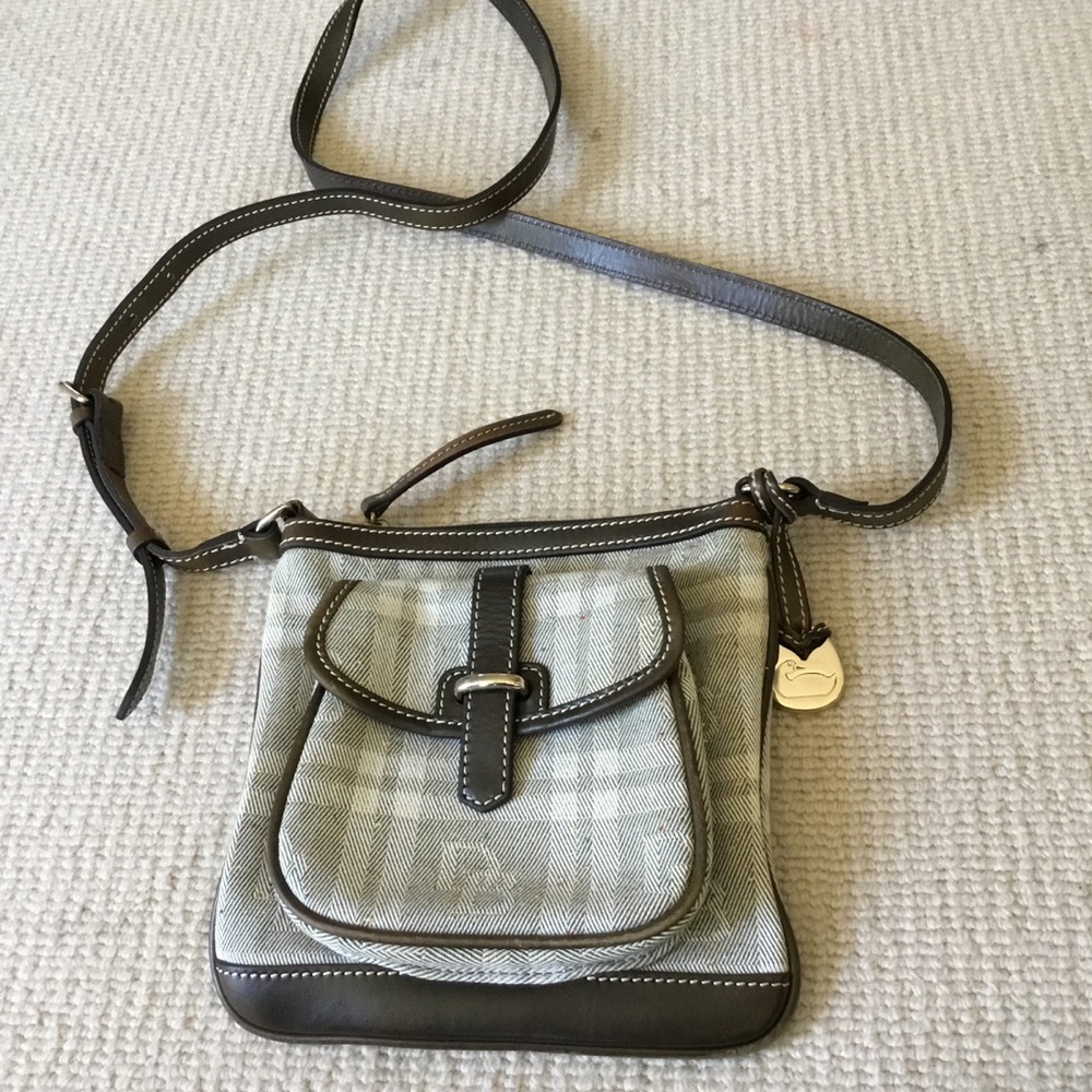 Plaid Crossbody Bag with Brown Leather Trim